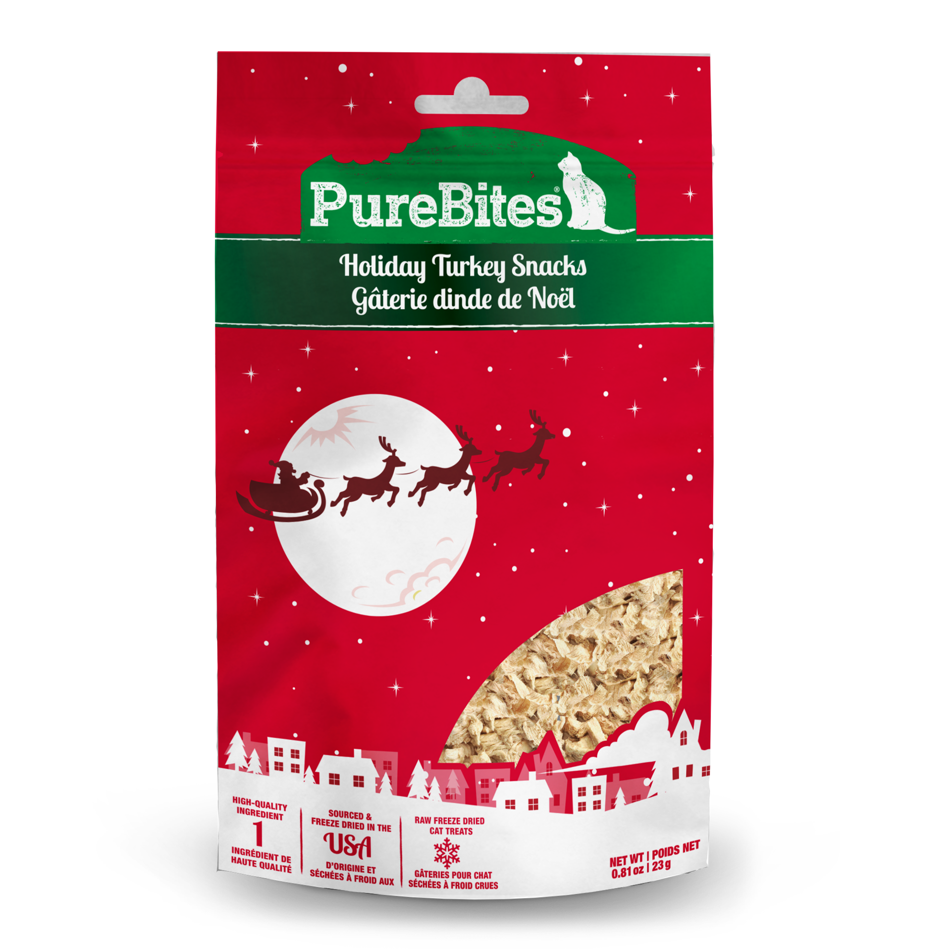 slide 1 of 5, PureBites Holiday Freeze Dried Turkey Cat Treats 23g | 1 Ingredient | Made in USA, 23 g