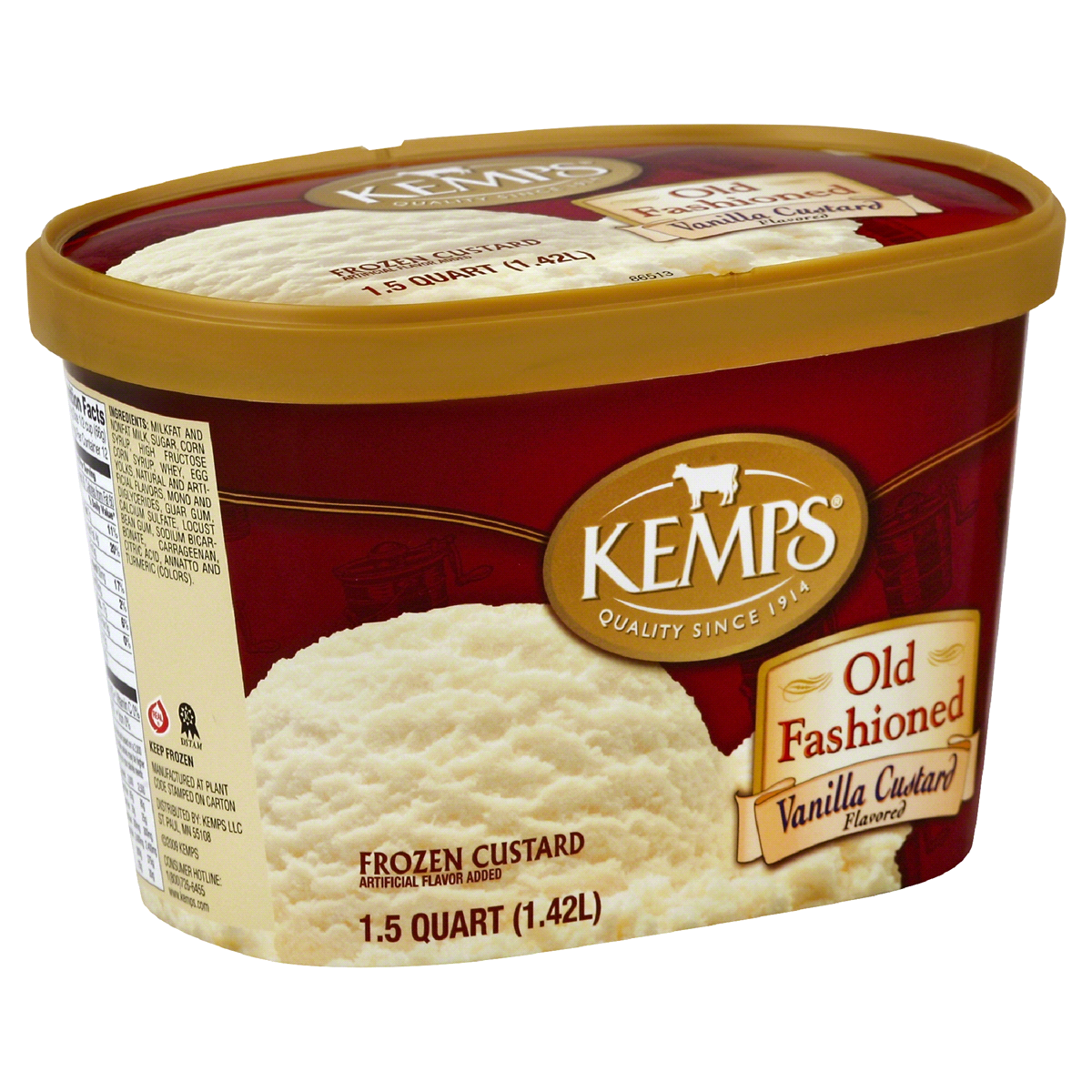 slide 1 of 1, Kemps Old Fashioned Vanilla Flavored Frozen Custard, 48 fl oz