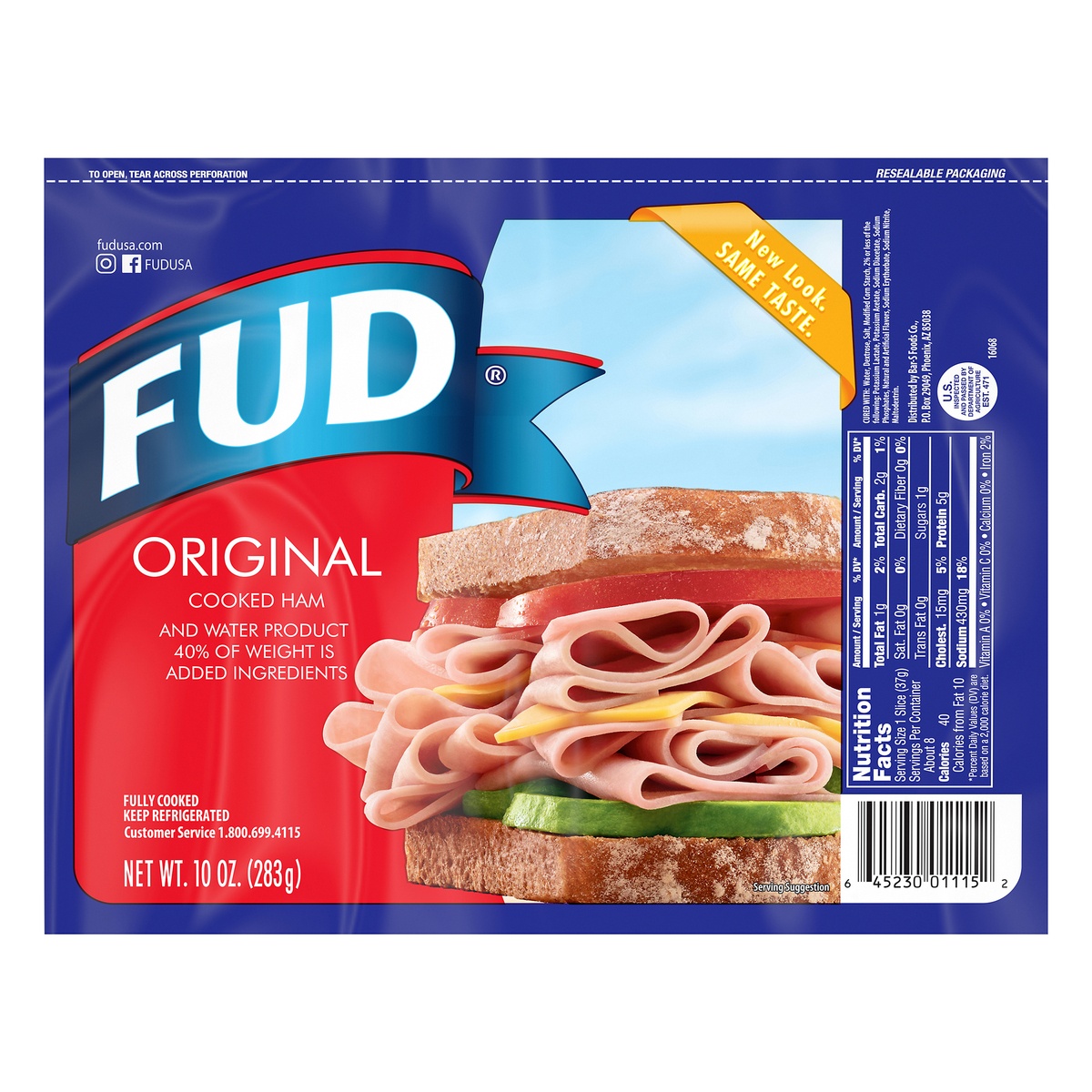 slide 1 of 1, FUD Cooked Ham Original, 10 oz