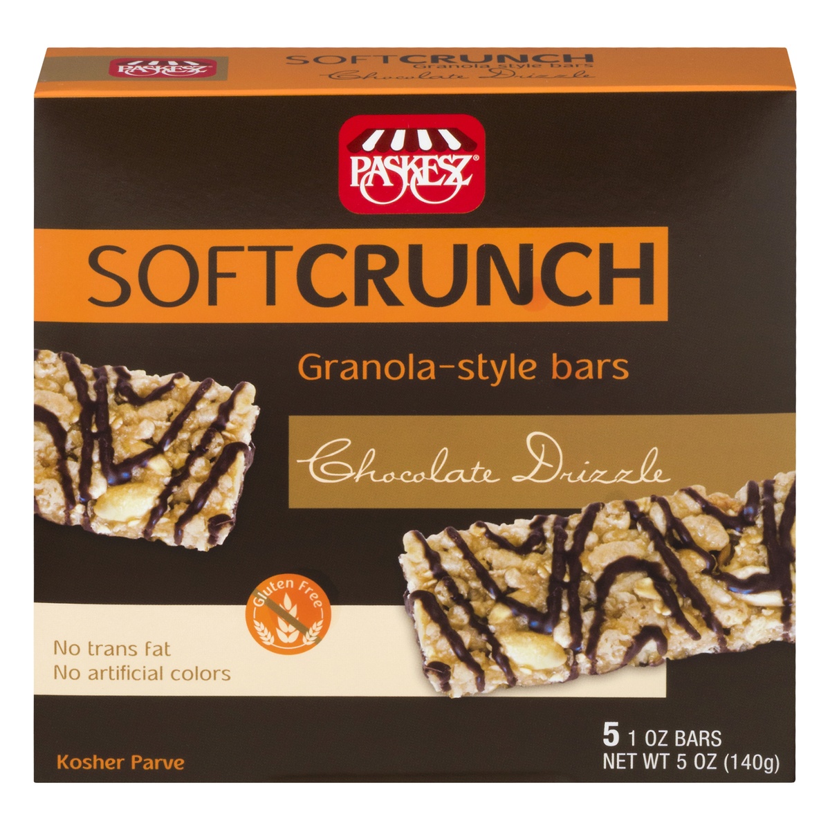 slide 1 of 1, Paskesz Soft Crunch Granola-Style Chocolate Drizzle Bars 5 ea, 5 ct