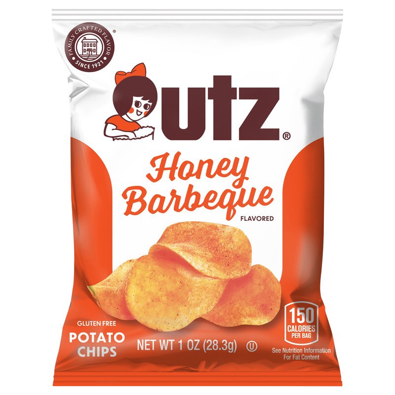 slide 1 of 1, Utz Potato Chips, Honey Bbq Flavored, 1 oz