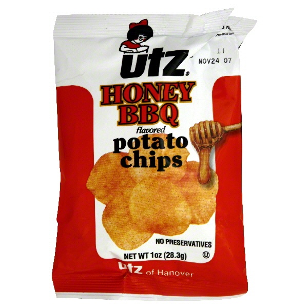 slide 1 of 1, Utz Potato Chips, Honey Bbq Flavored, 1 oz