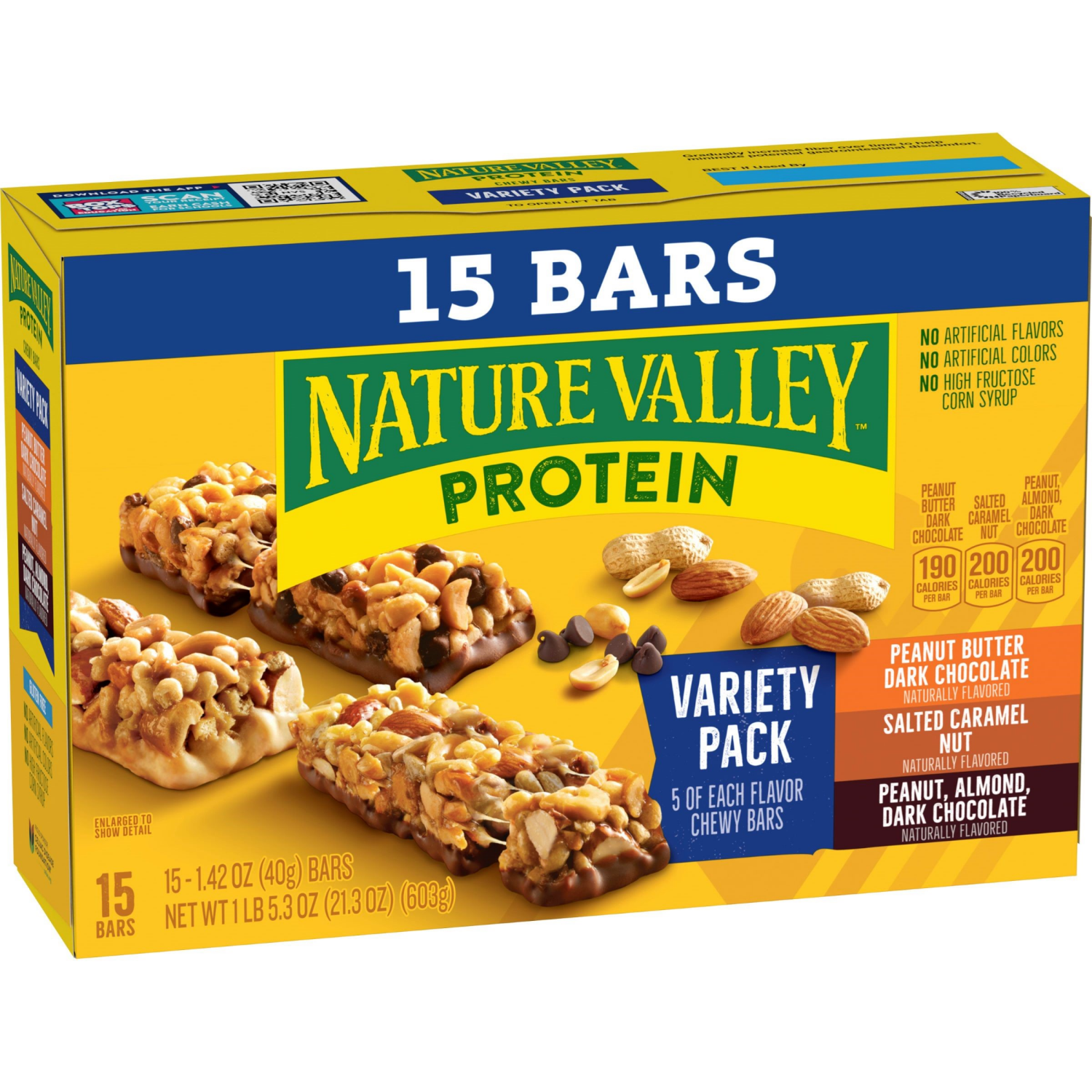 slide 4 of 5, Nature Valley Protein Granola Bars, Snack Variety Pack, Chewy Bars, 15 ct, 21.3 OZ, 15 ct