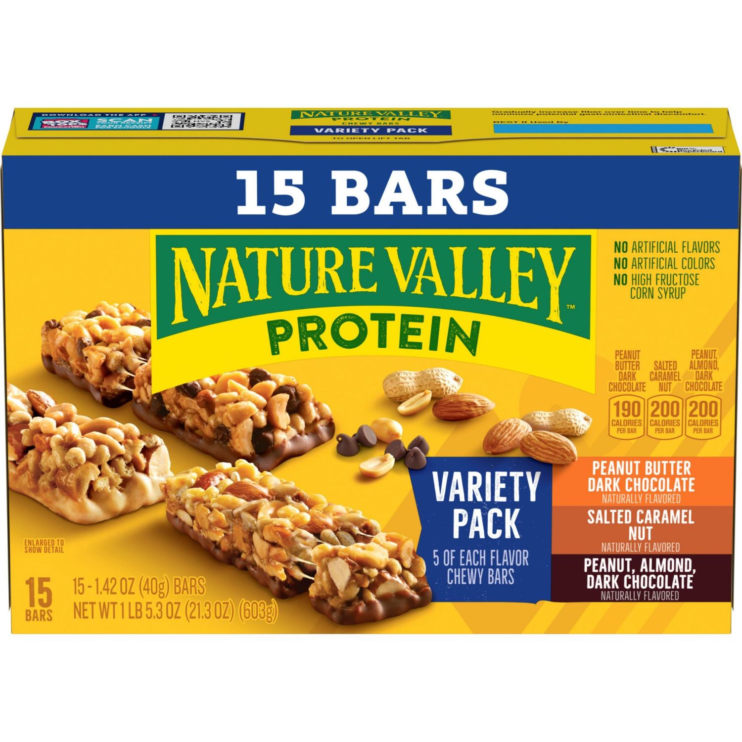 slide 1 of 5, Nature Valley Protein Granola Bars, Snack Variety Pack, Chewy Bars, 15 ct, 21.3 OZ, 15 ct