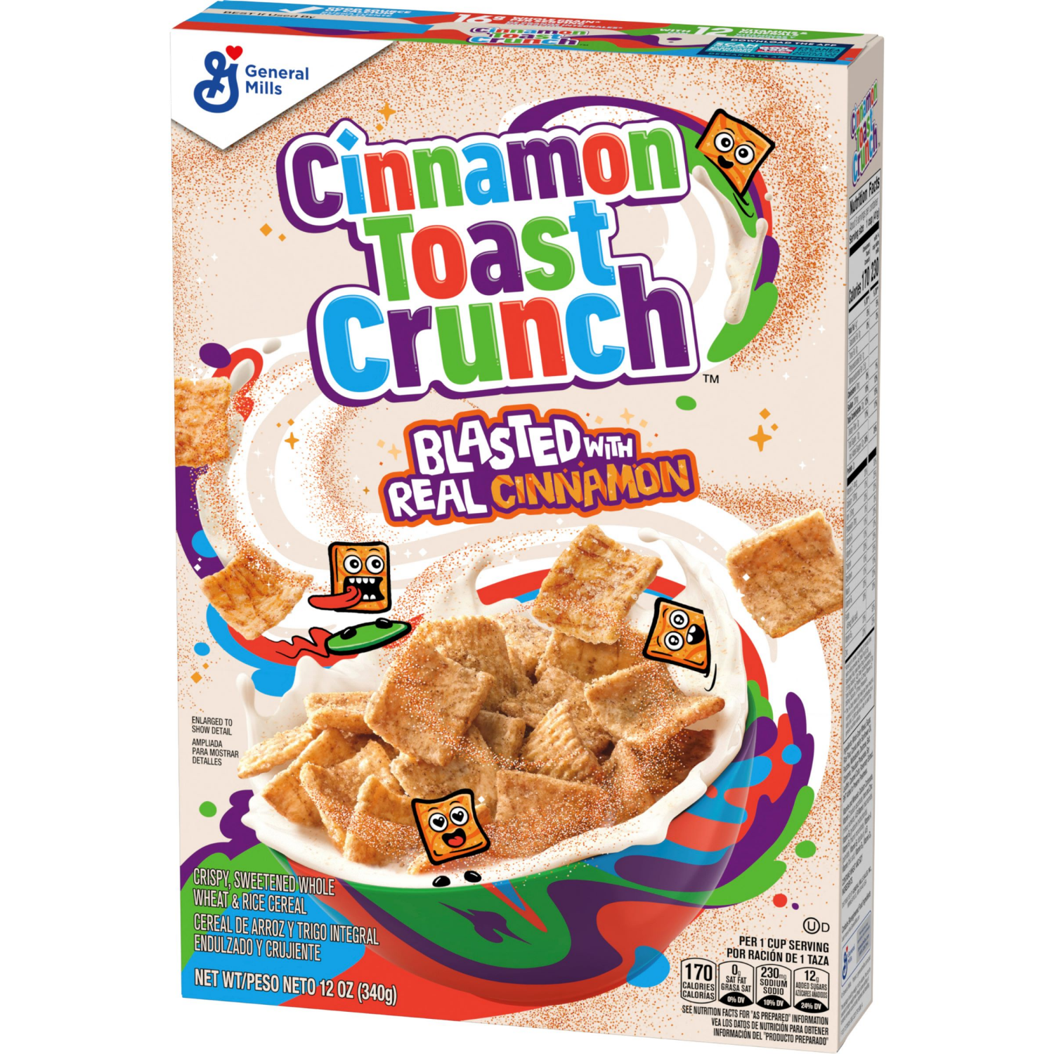 slide 7 of 8, Cinnamon Toast Crunch Breakfast Cereal, Crispy Cinnamon Cereal, 12 oz, 12 oz