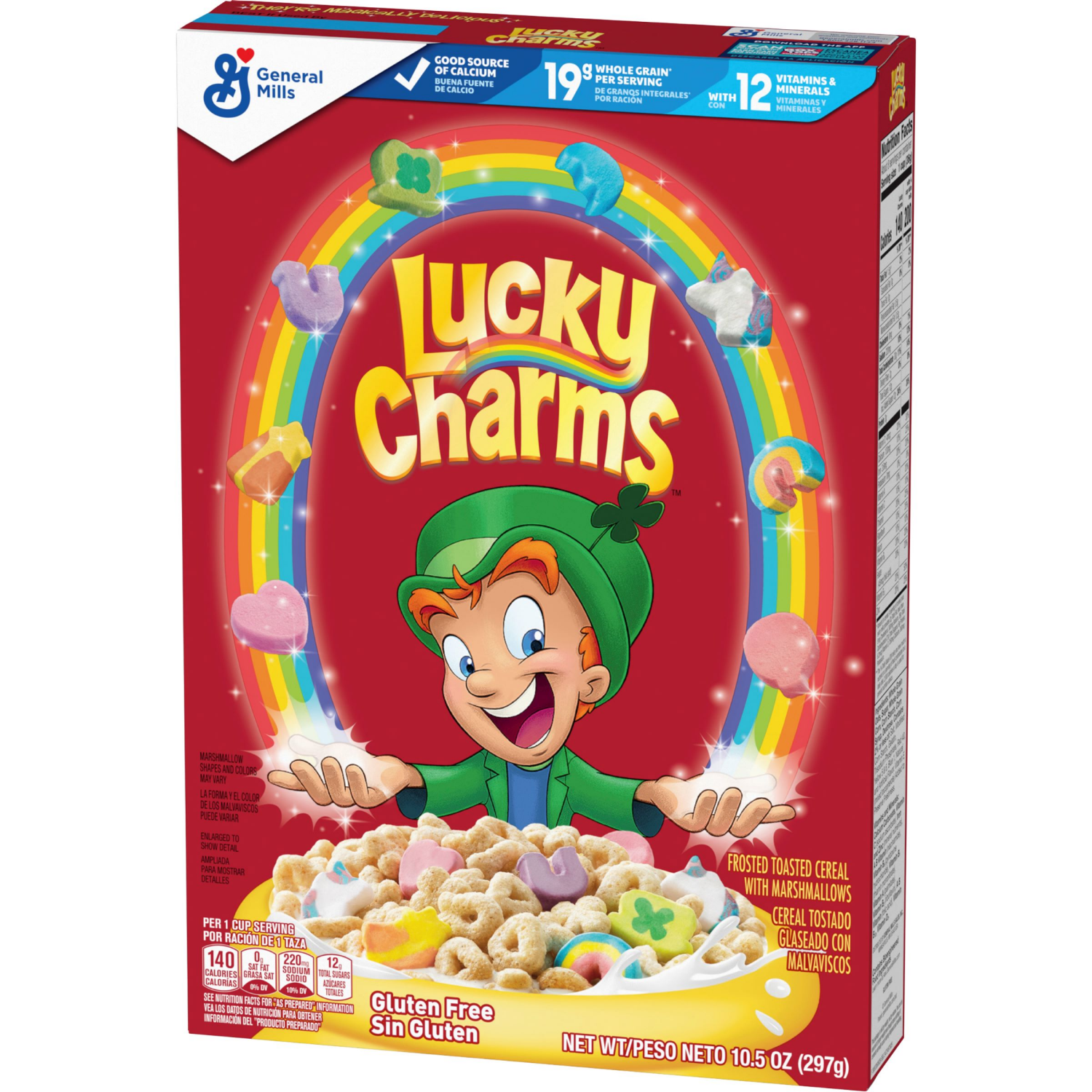 slide 7 of 8, Lucky Charms Cereal with Marshmallows, Cereal Box with St. Patrick's Day Leprechaun Trap, Gluten Free, Made with Whole Grain, 10.5 oz, 10.5 oz