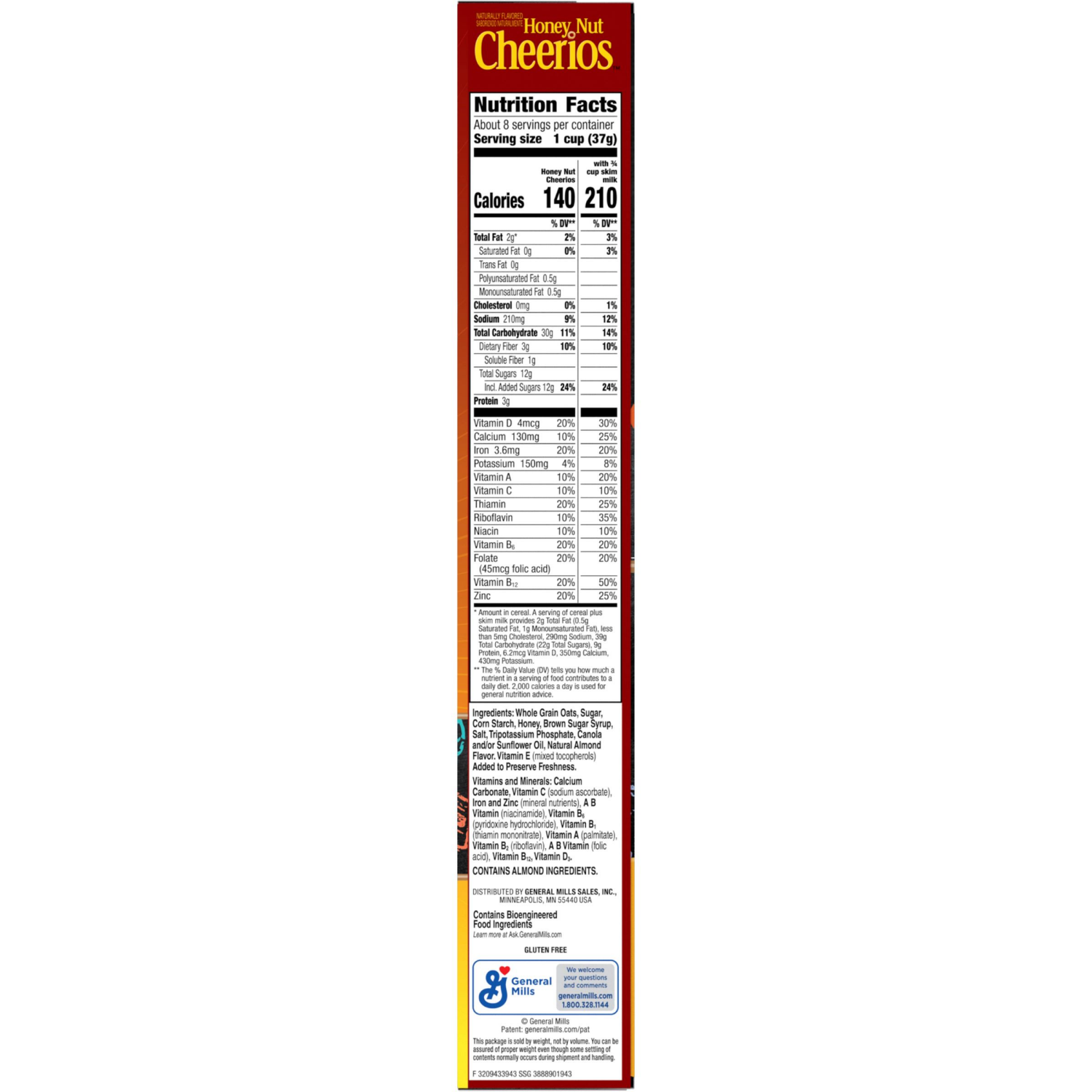 slide 5 of 6, Cheerios Honey Nut Cheerios Heart Healthy Breakfast Cereal, Gluten Free Cereal With Whole Grain Oats, 10.8oz, 10.8 oz