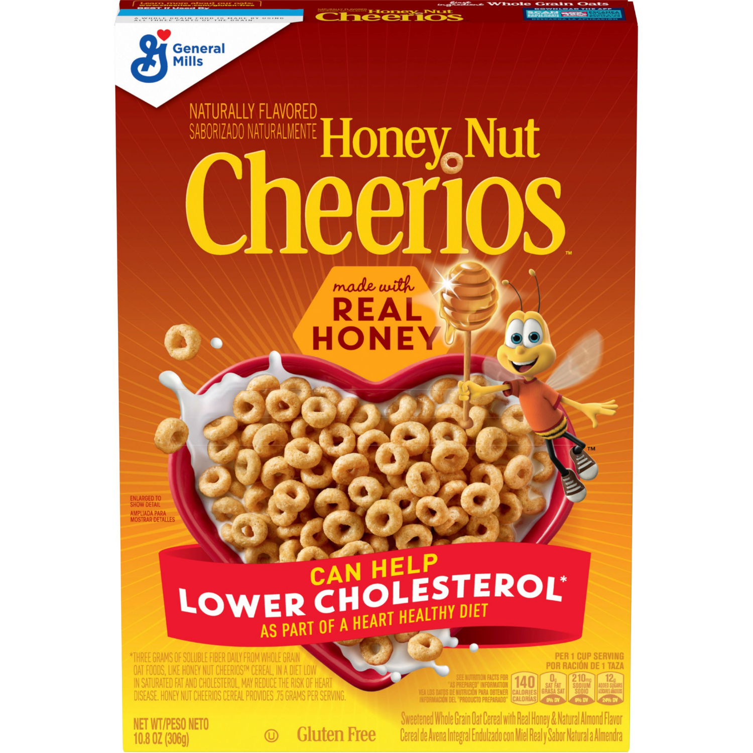 slide 1 of 6, Cheerios Honey Nut Cheerios Heart Healthy Breakfast Cereal, Gluten Free Cereal With Whole Grain Oats, 10.8oz, 10.8 oz