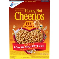 Cheerios Honey Nut Cheerios Heart Healthy Breakfast Cereal, Gluten Free Cereal With Whole Grain Oats, 10.8oz