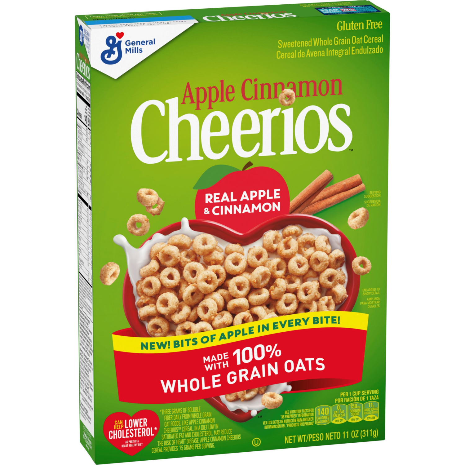 slide 6 of 8, Cheerios Apple Cinnamon Cheerios, Heart Healthy Gluten Free Breakfast Cereal, Made with Whole Grain Oats, 11 oz, 11 oz