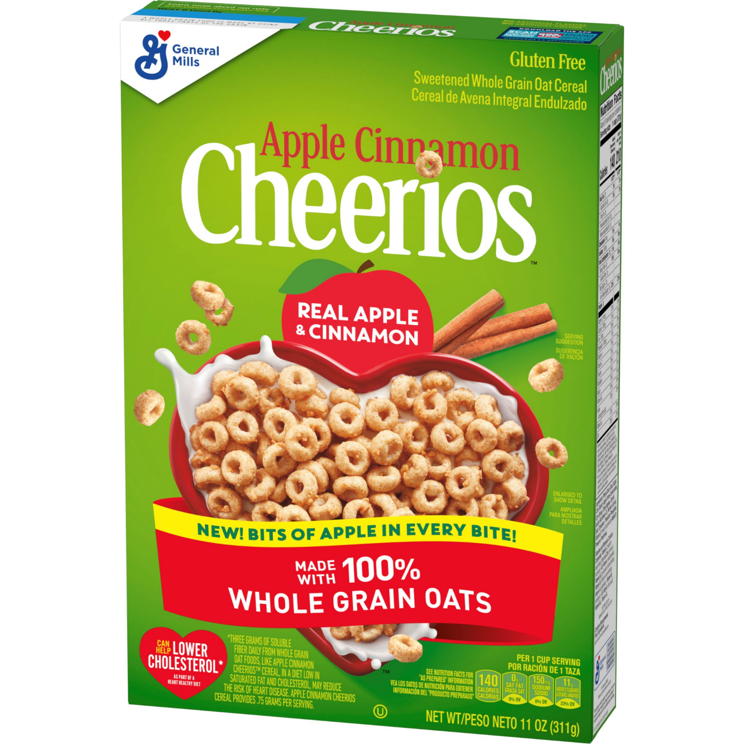 slide 7 of 8, Cheerios Apple Cinnamon Cheerios, Heart Healthy Gluten Free Breakfast Cereal, Made with Whole Grain Oats, 11 oz, 11 oz