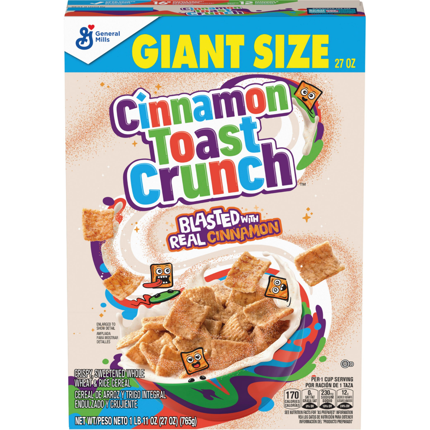 slide 1 of 8, Cinnamon Toast Crunch General Mills Cinnamon Toast Crunch Giant Size Cereal, 27 oz