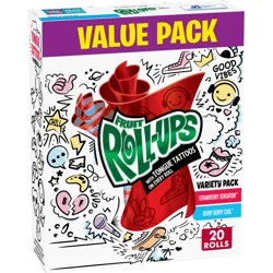 Fruit Roll-Ups Fruit Flavored Snacks, Variety Value Pack, 0.5 oz, 20 ct
