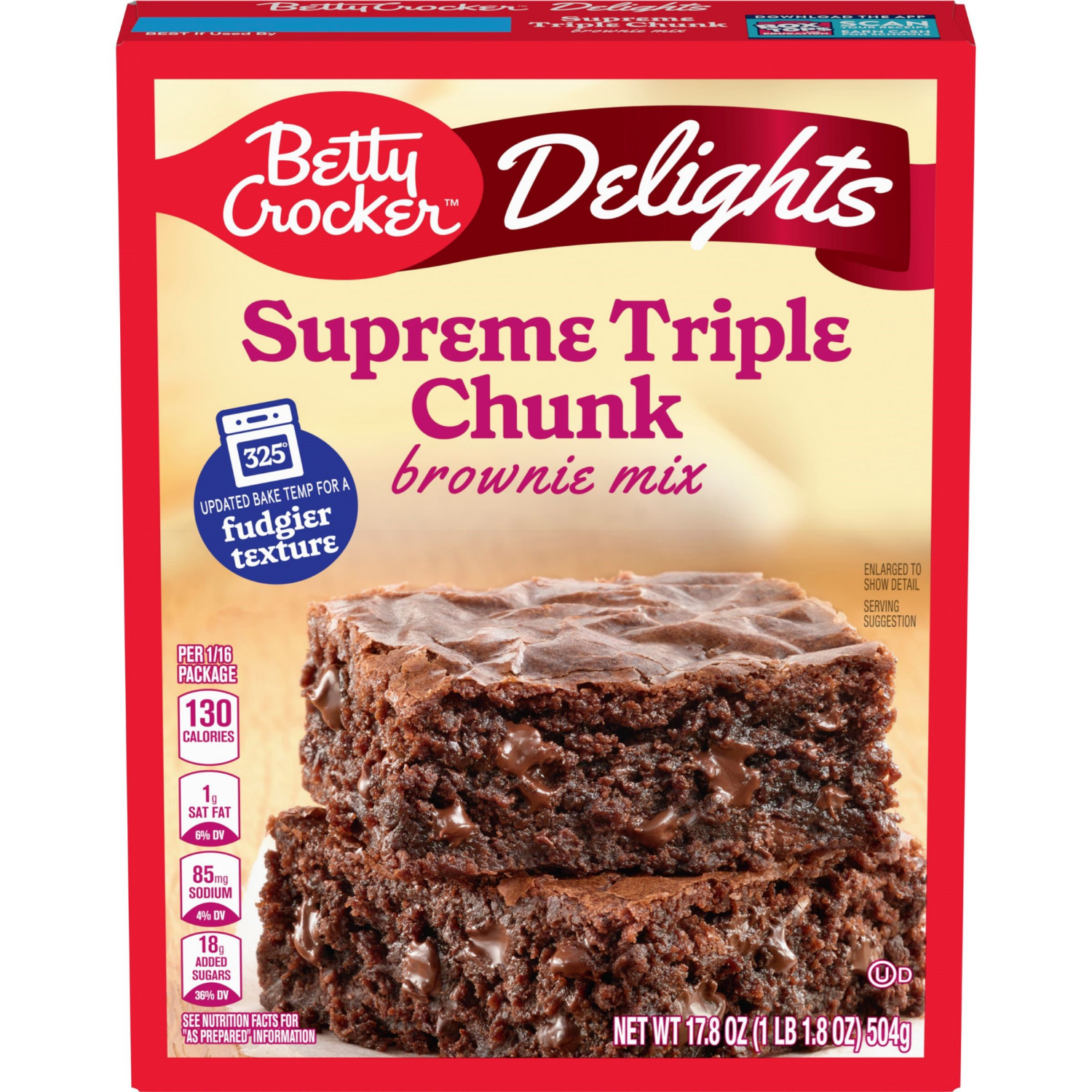 slide 1 of 6, Betty Crocker Delights Supreme Triple Chunk Brownie Mix, 17.8 oz, 17.8 oz