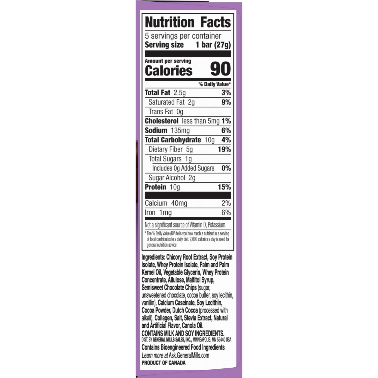 slide 4 of 6, Protein One 90 Calorie Protein Bars, Chocolate Chip, Keto Friendly, 5 Ct, 4.8 oz, 5 ct