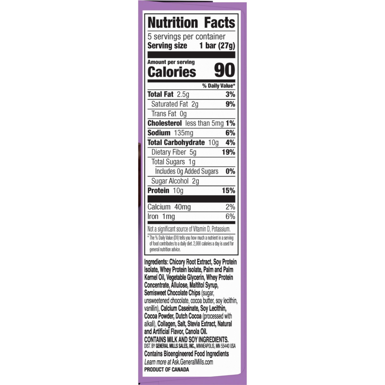 slide 4 of 6, Protein One 90 Calorie Protein Bars, Chocolate Chip, Keto Friendly, 5 Ct, 4.8 oz, 5 ct