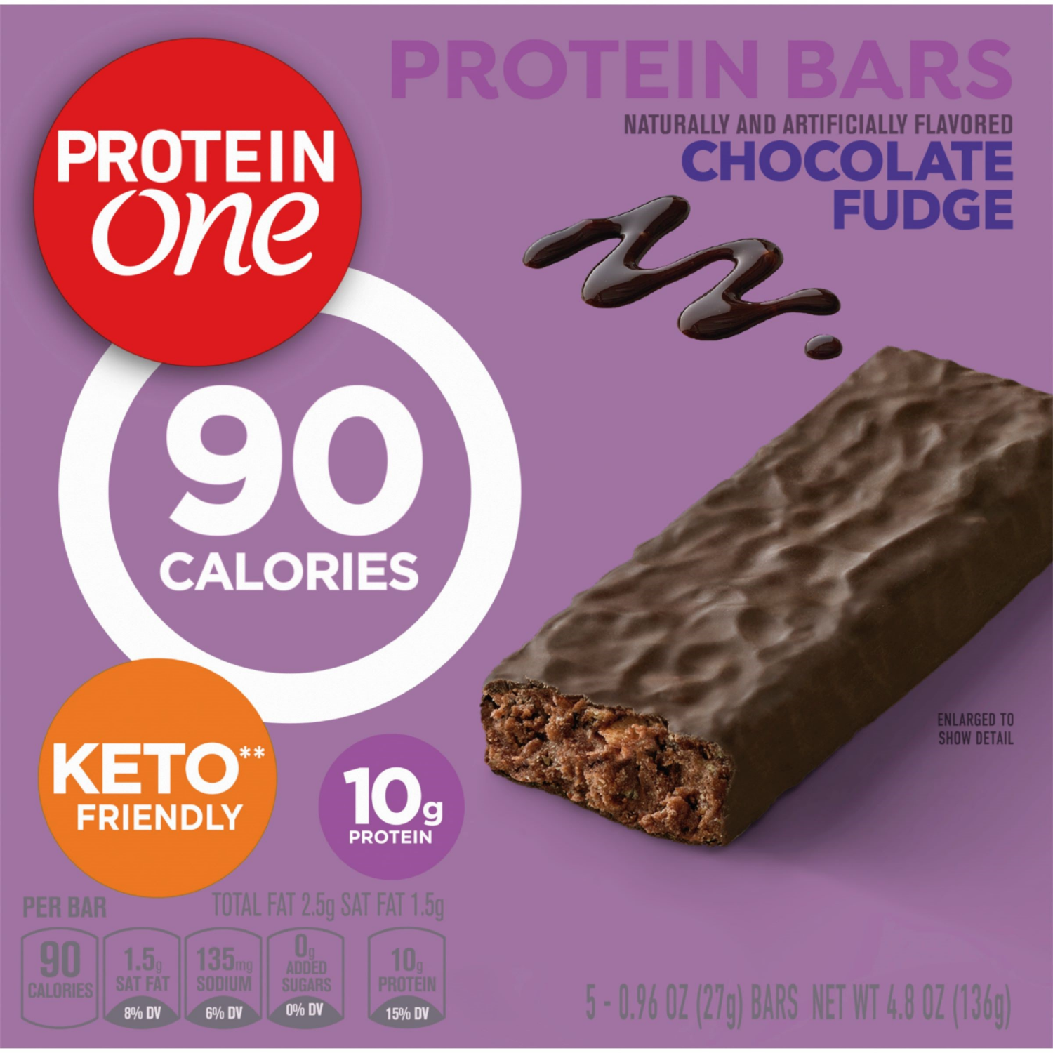 slide 2 of 6, Protein One 90 Calorie Protein Bars, Chocolate Fudge, Keto Friendly- 5 ct, 5 ct