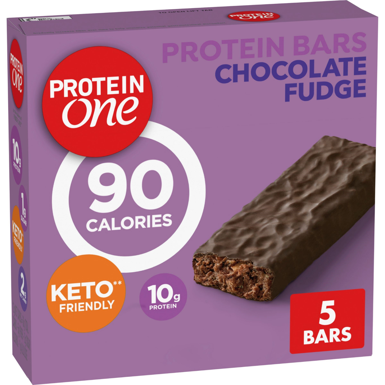 slide 5 of 6, Protein One 90 Calorie Protein Bars, Chocolate Fudge, Keto Friendly- 5 ct, 5 ct