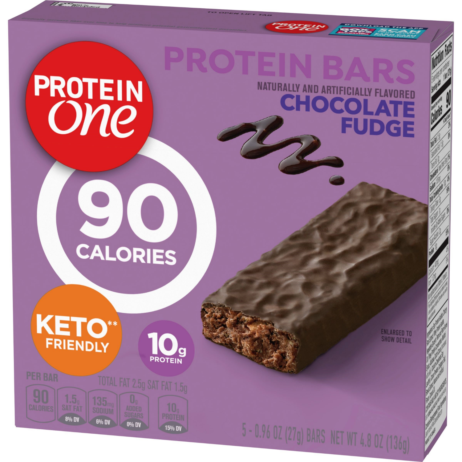 slide 6 of 6, Protein One 90 Calorie Protein Bars, Chocolate Fudge, Keto Friendly- 5 ct, 5 ct