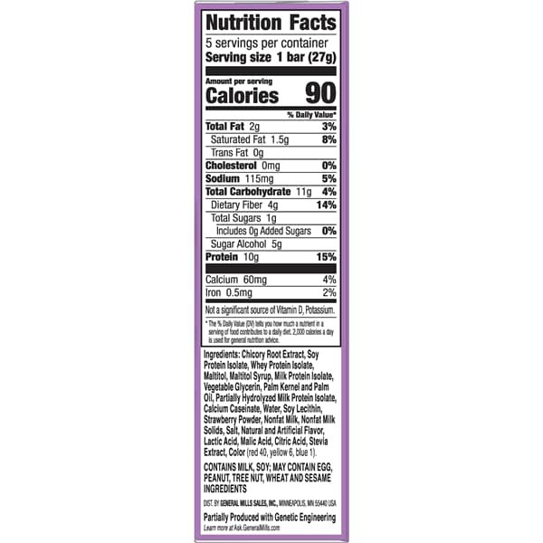 slide 4 of 5, Protein One 90 Calorie Protein Bars, Strawberries and Cream, Keto Friendly, 5 Ct, 4.8 oz, 5 ct