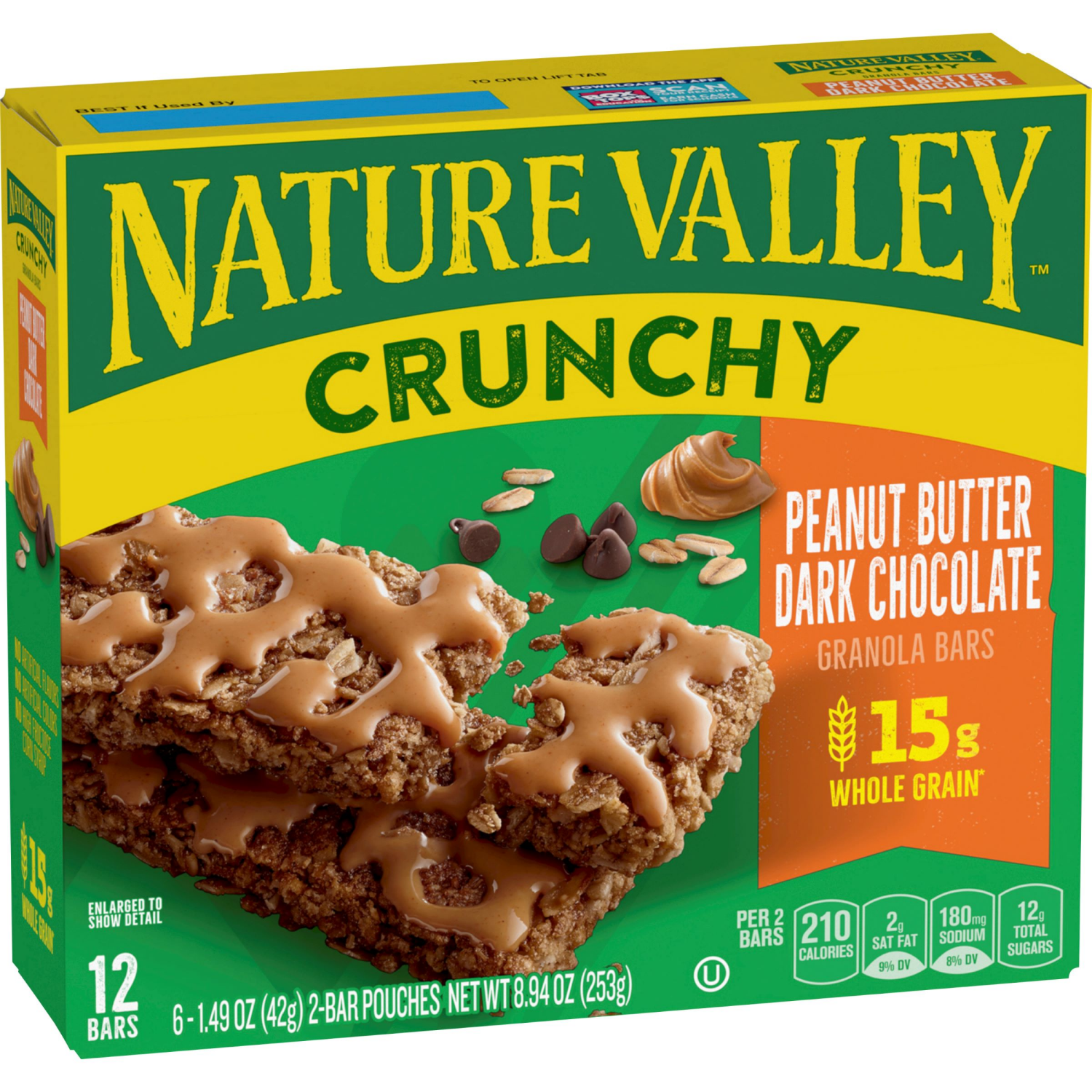 slide 5 of 6, Nature Valley Crunchy Granola Bars, Peanut Butter Dark Chocolate, 12 bars, 6 ct