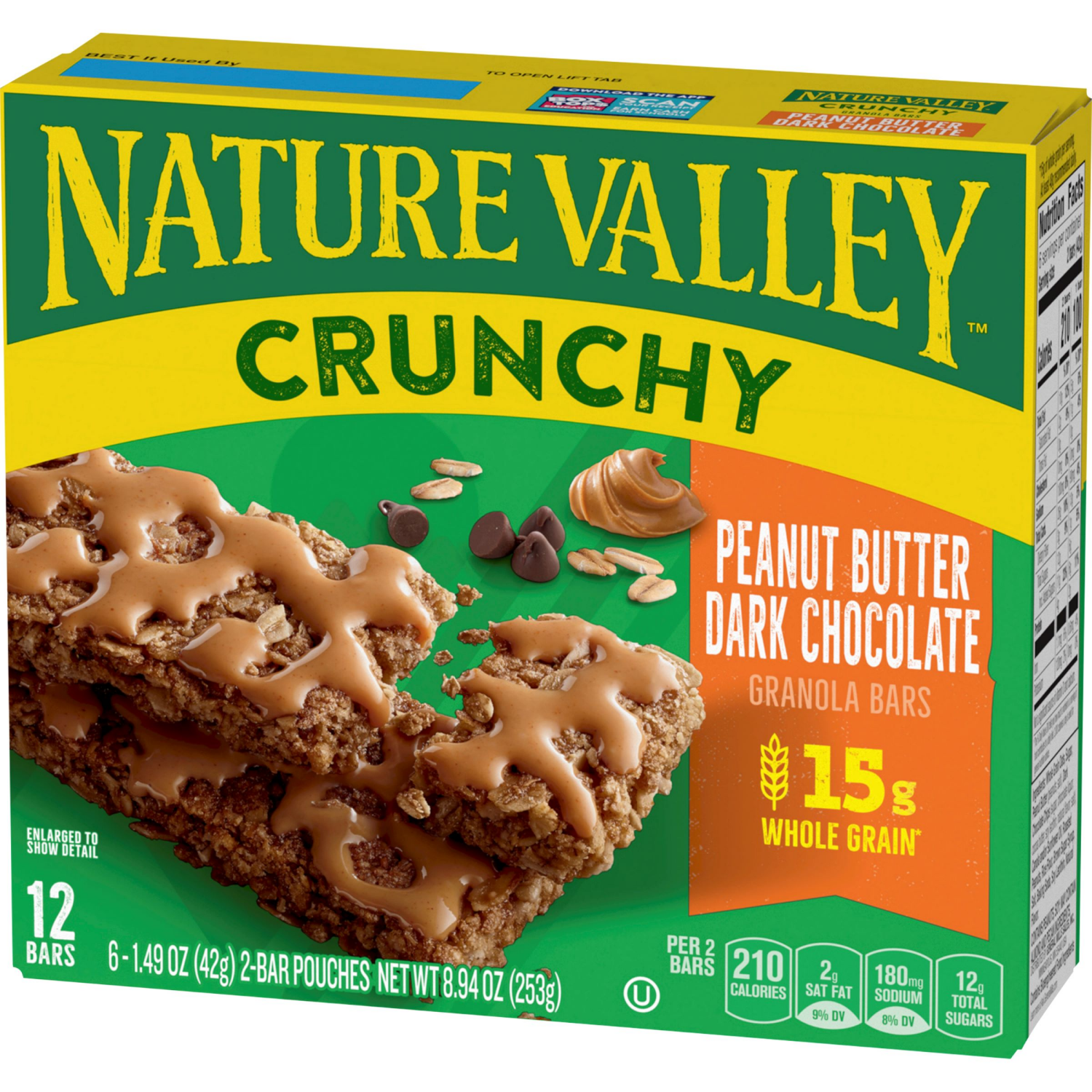 slide 6 of 6, Nature Valley Crunchy Granola Bars, Peanut Butter Dark Chocolate, 12 bars, 6 ct