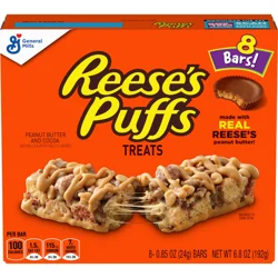 Reese's Puffs Breakfast Cereal Treat Bars, Peanut Butter & Cocoa, 8 ct