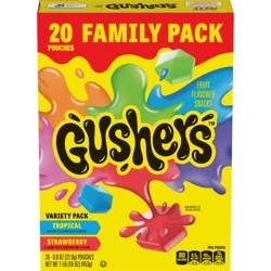 Fruit Gushers Fruit Flavored Snacks, Tropical and Strawberry Flavors, Stocking Stuffers, Family Pack, 20 Ct, 16 oz