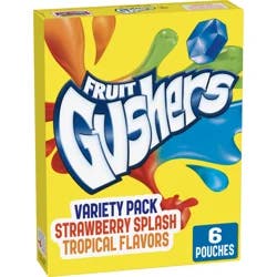 Fruit Gushers Fruit Flavored Snacks, Tropical, Gluten Free, 0.8 oz, 6 ct