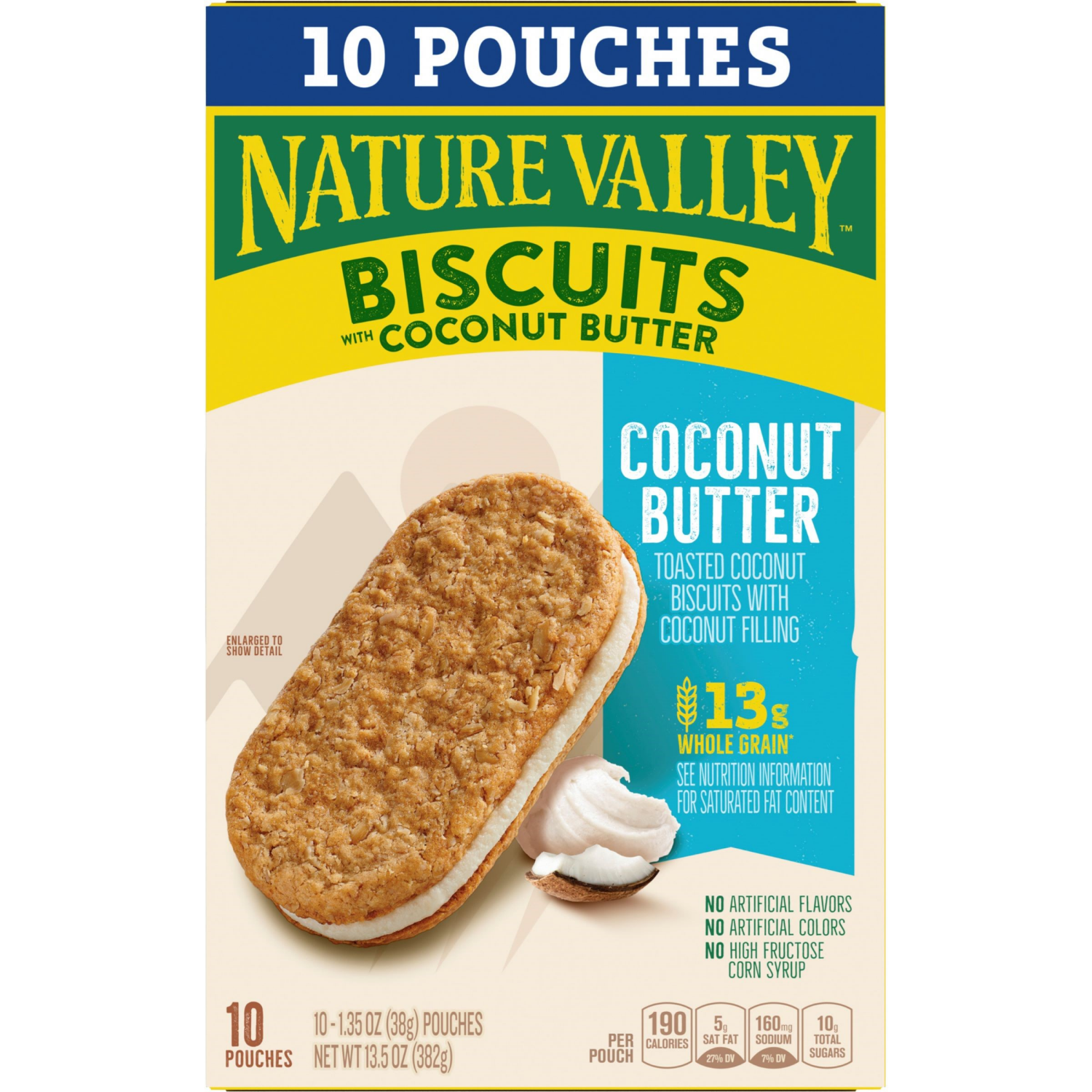 slide 2 of 6, Nature Valley Biscuit Sandwiches, Coconut Butter, Snack Bars, 10 Bars, 13.5 oz, 10 ct