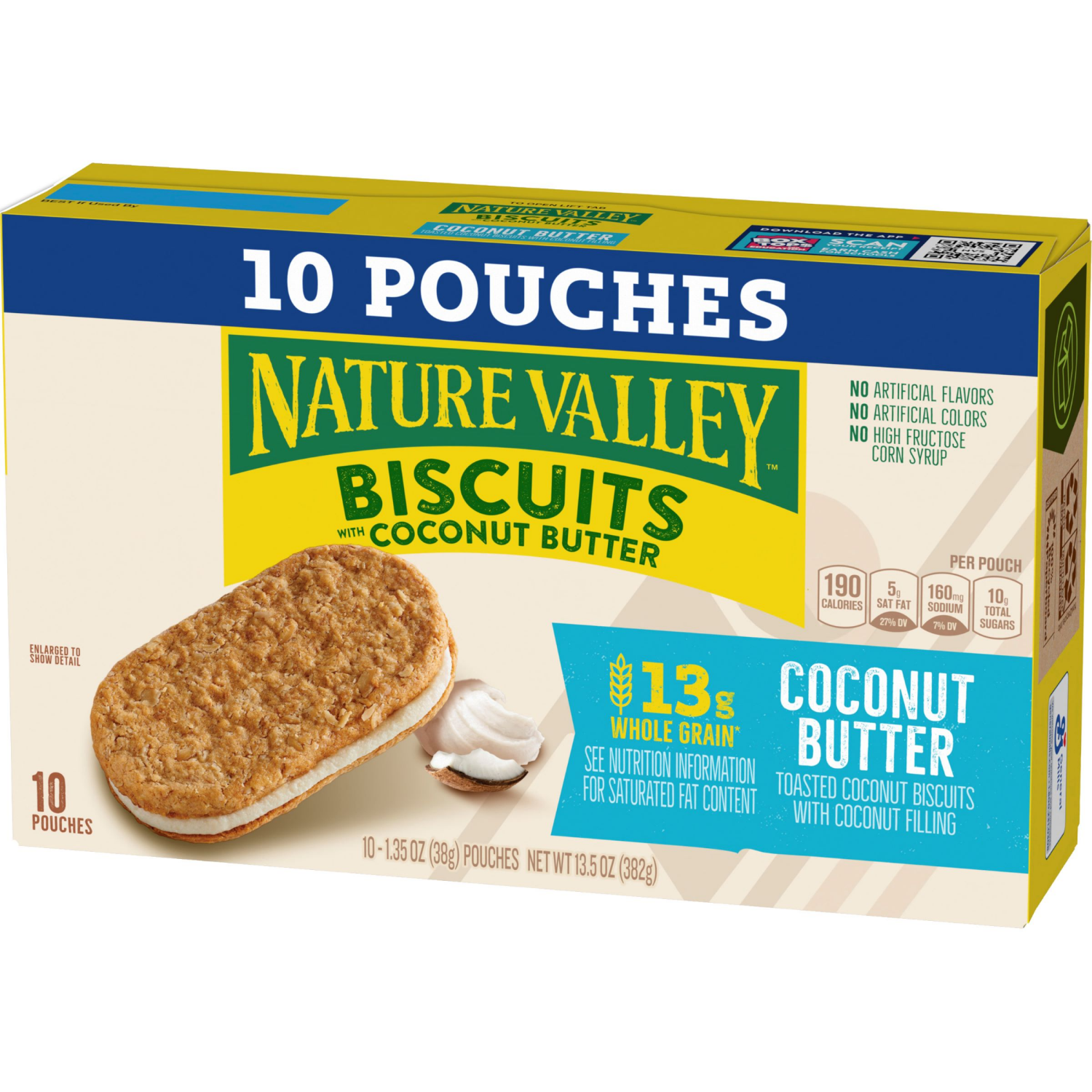 slide 6 of 6, Nature Valley Biscuit Sandwiches, Coconut Butter, Snack Bars, 10 Bars, 13.5 oz, 10 ct