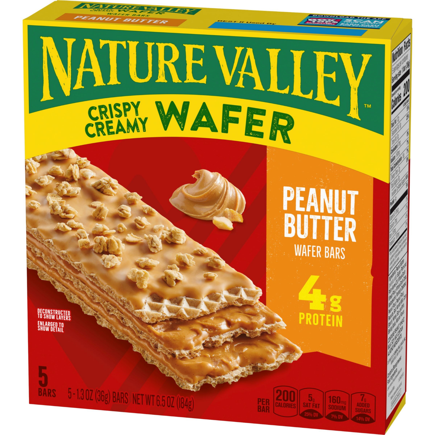 slide 6 of 6, Nature Valley Wafer Bars, Peanut Butter, Snack Bars, 5 Bars, 6.5 OZ, 5 ct