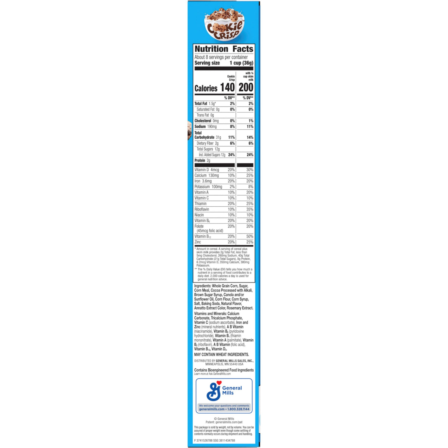 slide 5 of 8, Cookie Crisp Breakfast Cereal, Chocolate Chip Cookie Taste, Made With Whole Grain, 10.6 oz, 10.6 oz