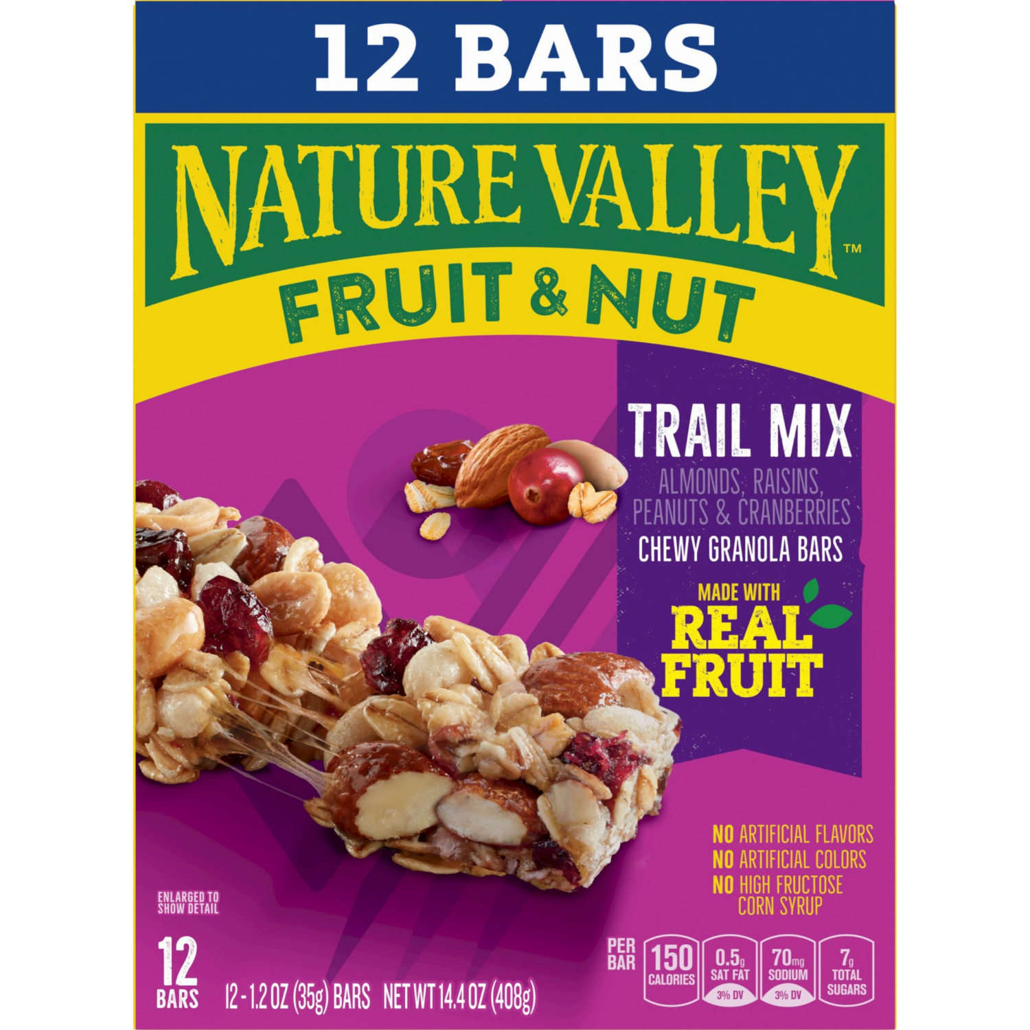 slide 2 of 6, Nature Valley Chewy Fruit and Nut Granola Bars, Trail Mix Snack Bars, 12 ct, 14.4 OZ, 12 ct; 14.4 oz