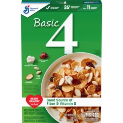 Basic 4 Heart Healthy Cereal, Fruit and Nut Fiber Cereal with Whole Grain, 19.8 oz