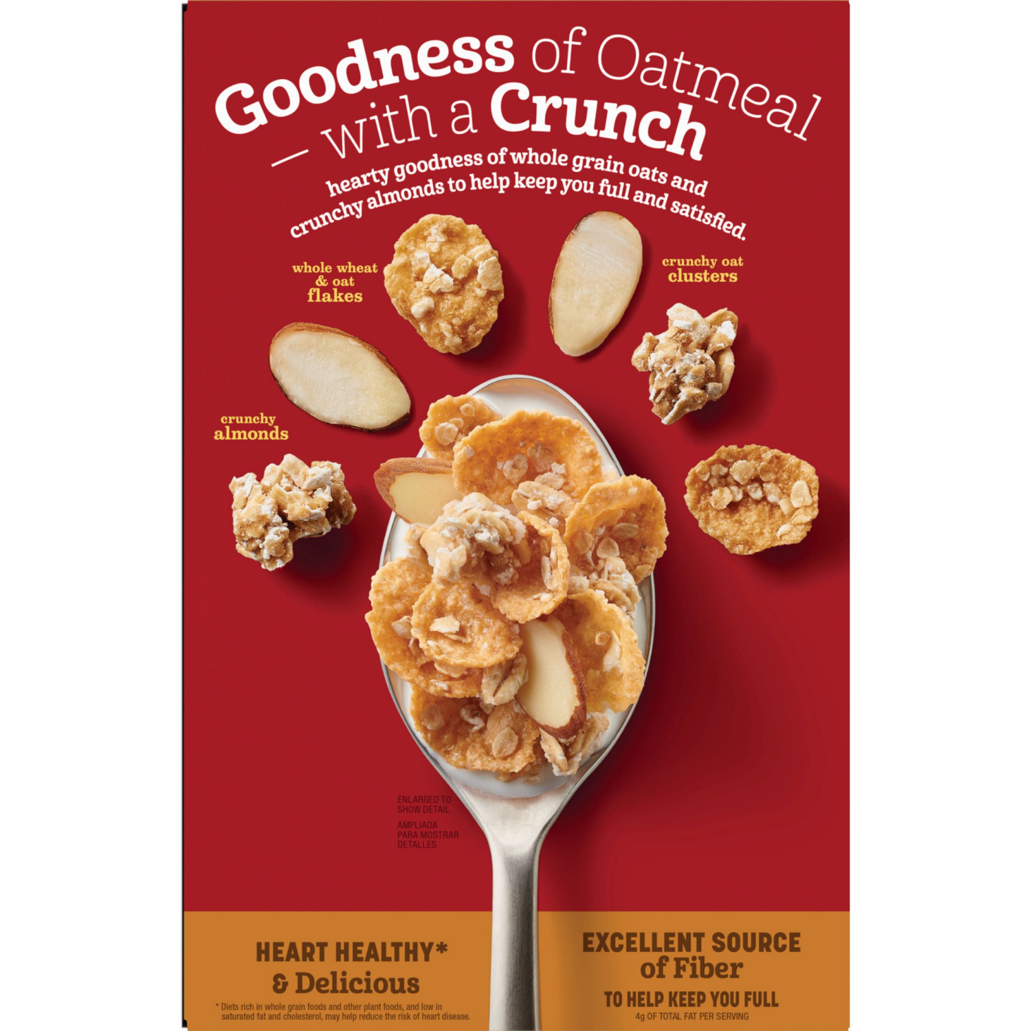 slide 2 of 6, Oatmeal Crisp Heart Healthy Cereal, High Fiber Cereal Made with Whole Grain, 19.7 oz, 19.7 oz