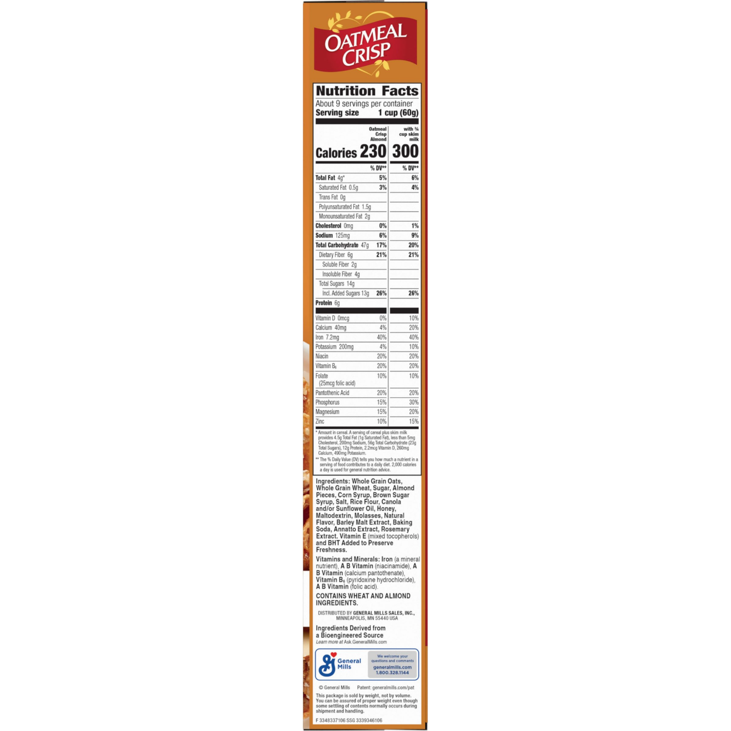 slide 4 of 6, Oatmeal Crisp Heart Healthy Cereal, High Fiber Cereal Made with Whole Grain, 19.7 oz, 19.7 oz