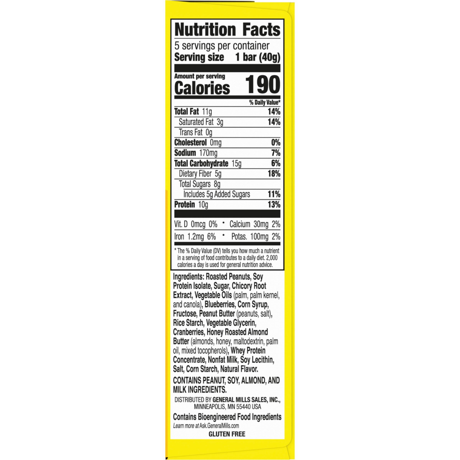 slide 4 of 6, Nature Valley Protein Granola Bars, Blueberry Nut, Chewy Snack Bars, 5 Bars, 7.1 OZ, 5 ct; 1.42 oz