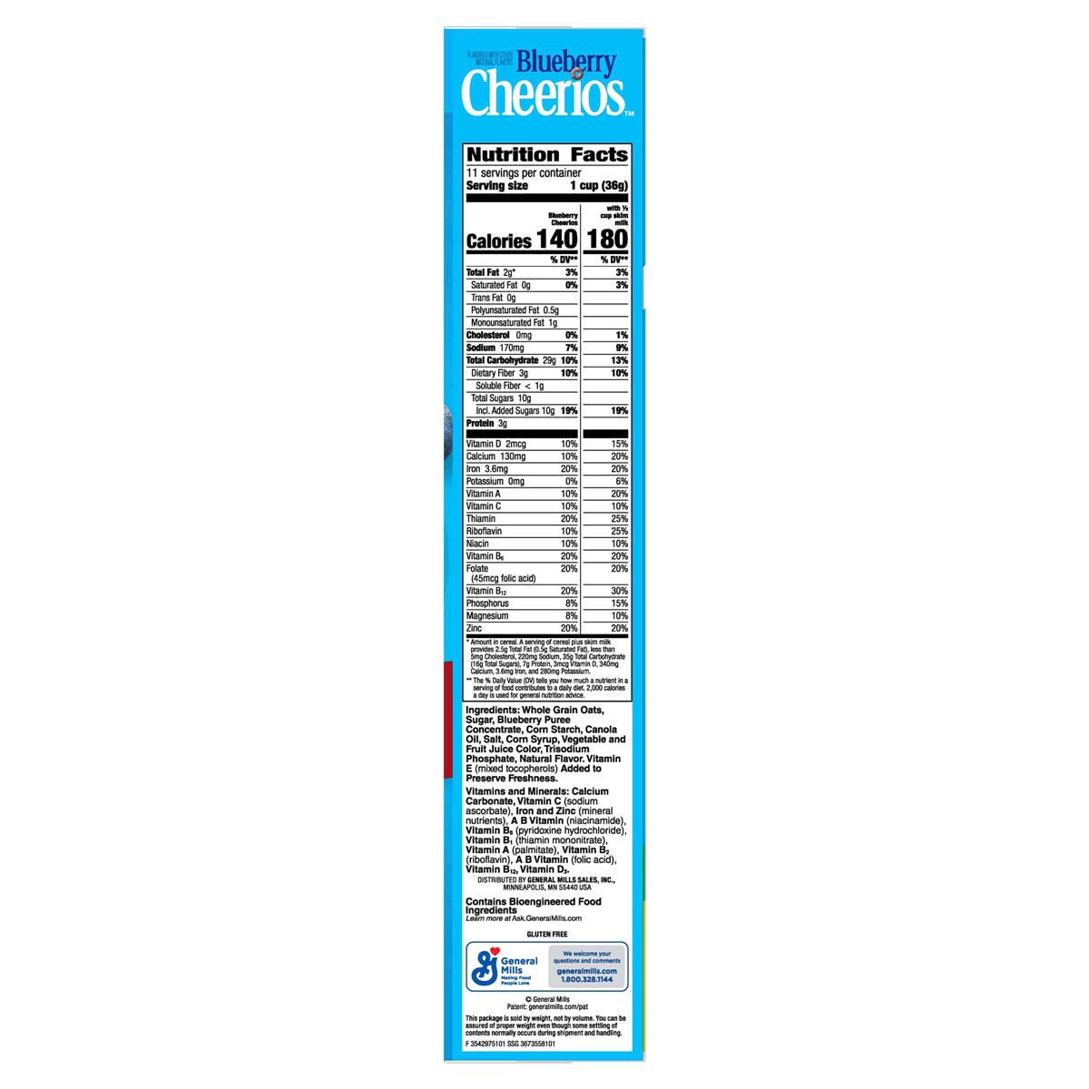 slide 5 of 5, Cheerios Blueberry Cereal, Gluten Free, 14.2 oz