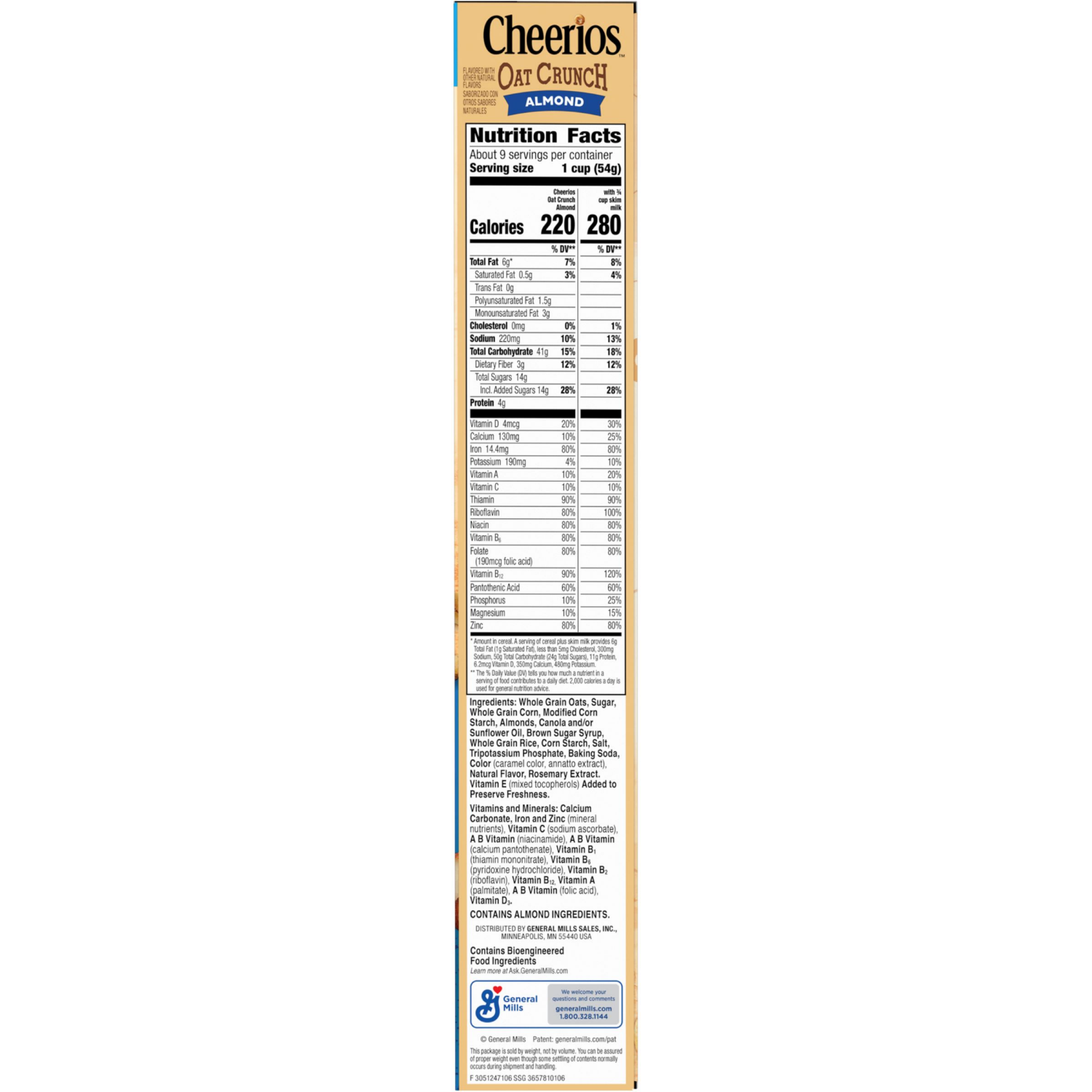 slide 5 of 8, Cheerios Oat Crunch Almond Breakfast Cereal, Made with Whole Grain, Large Size, 18.2 oz, 18.2 oz