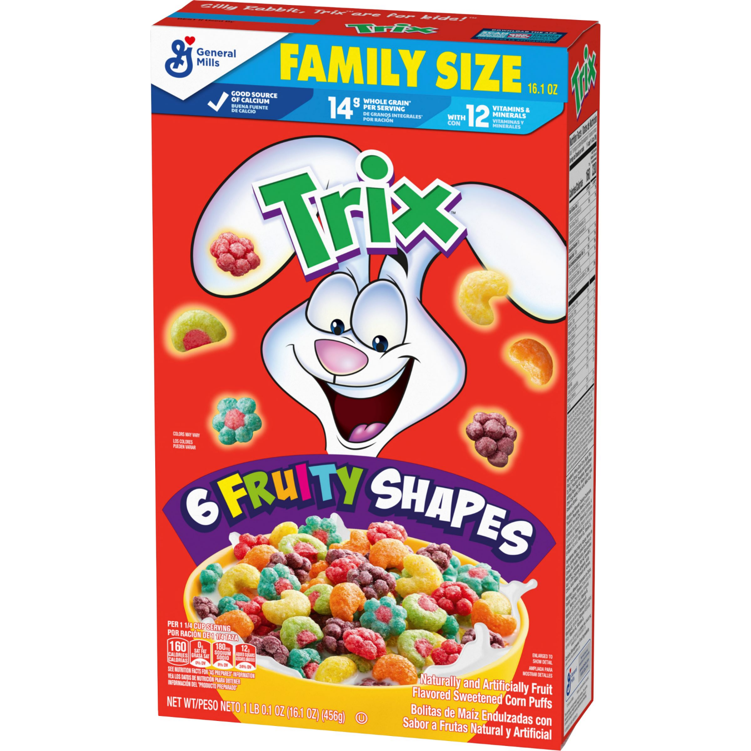 slide 7 of 8, Trix Fruity Breakfast Cereal, 6 Fruity Shapes, Whole Grain, Family Size, 16.1 OZ , 16.1 oz