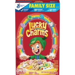 Lucky Charms Gluten Free Cereal with Marshmallows, Kids Breakfast Cereal, Made with Whole Grain, Family Size, 18.6 oz