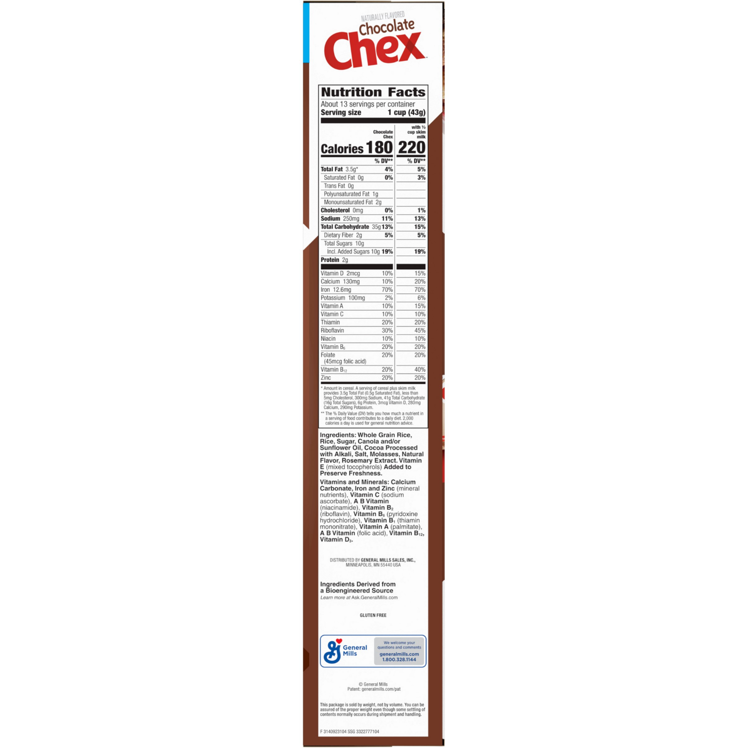 slide 2 of 6, Chex Chocolate Chex Cereal, Gluten Free Breakfast Cereal, Made with Whole Grain, Family Size, 20.3 oz, 20.3 oz