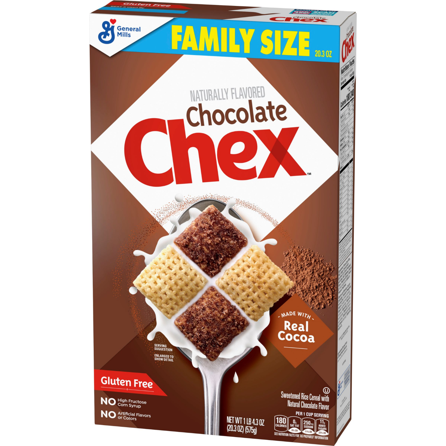 slide 5 of 6, Chex Chocolate Chex Cereal, Gluten Free Breakfast Cereal, Made with Whole Grain, Family Size, 20.3 oz, 20.3 oz