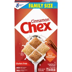 Chex Cinnamon Chex Cereal, Gluten Free Breakfast Cereal, Made with Whole Grain, Family Size, 19.2 oz