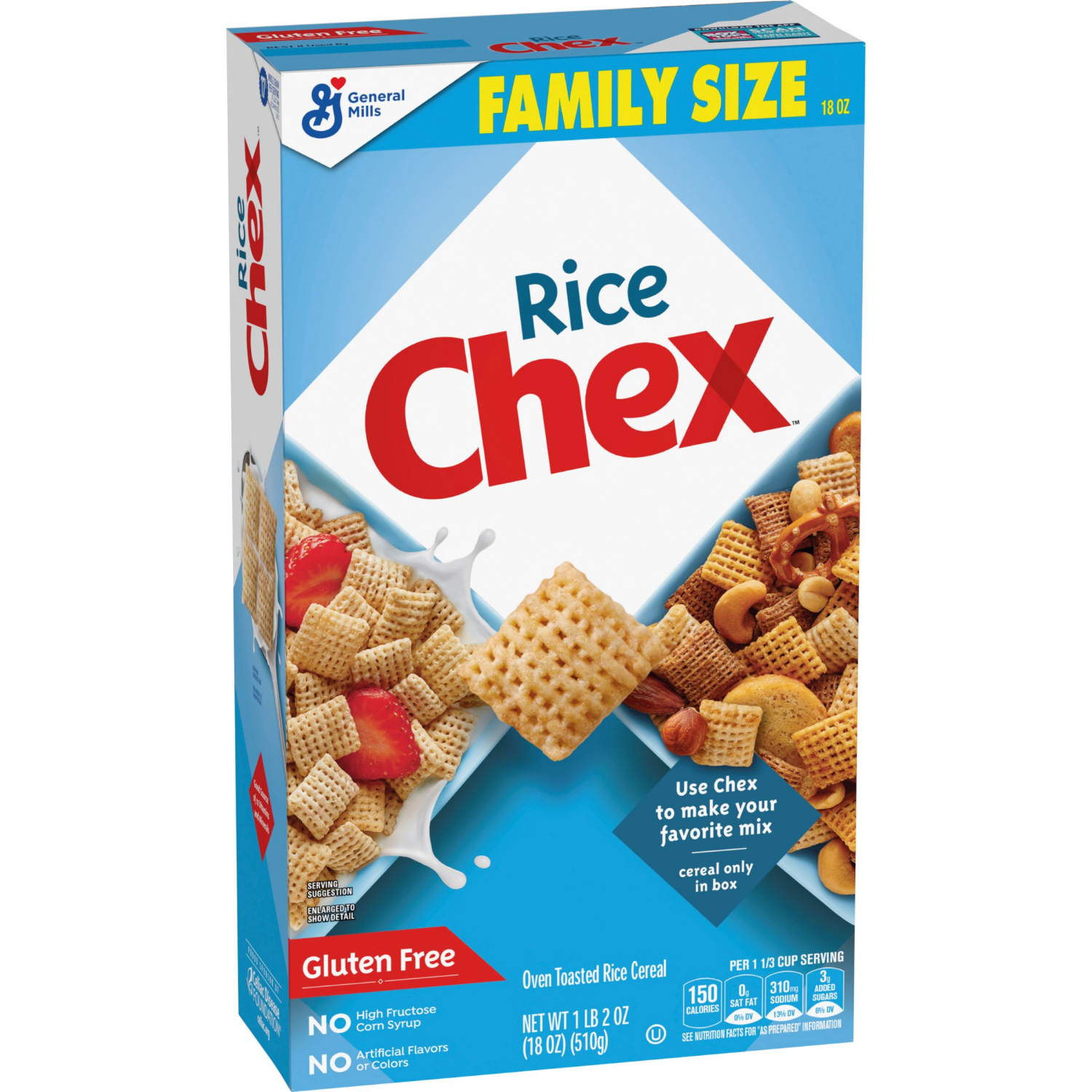 slide 5 of 7, Rice Chex Gluten Free Breakfast Cereal, Homemade Chex Mix Ingredient, Family Size, 18 oz, 18 oz