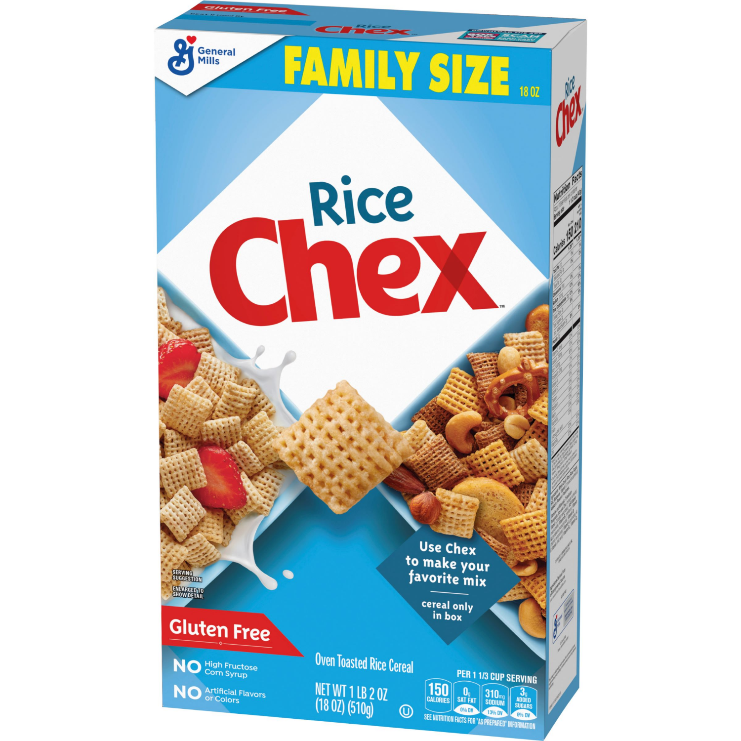slide 6 of 7, Rice Chex Gluten Free Breakfast Cereal, Homemade Chex Mix Ingredient, Family Size, 18 oz, 18 oz