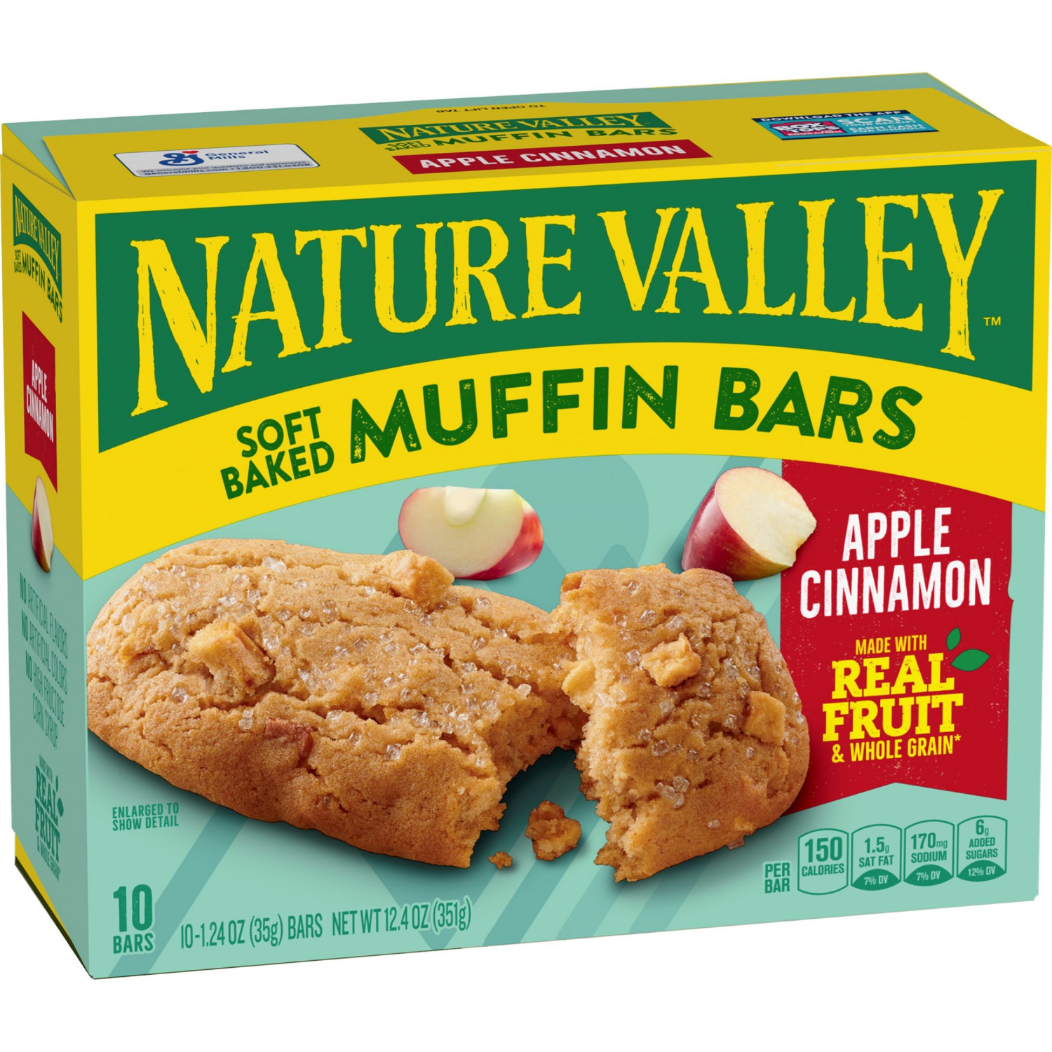 slide 5 of 6, Nature Valley Soft Baked Muffin Bars, Apple Cinnamon, Snack Bars, 10 Bars, 12.4 oz, 10 ct