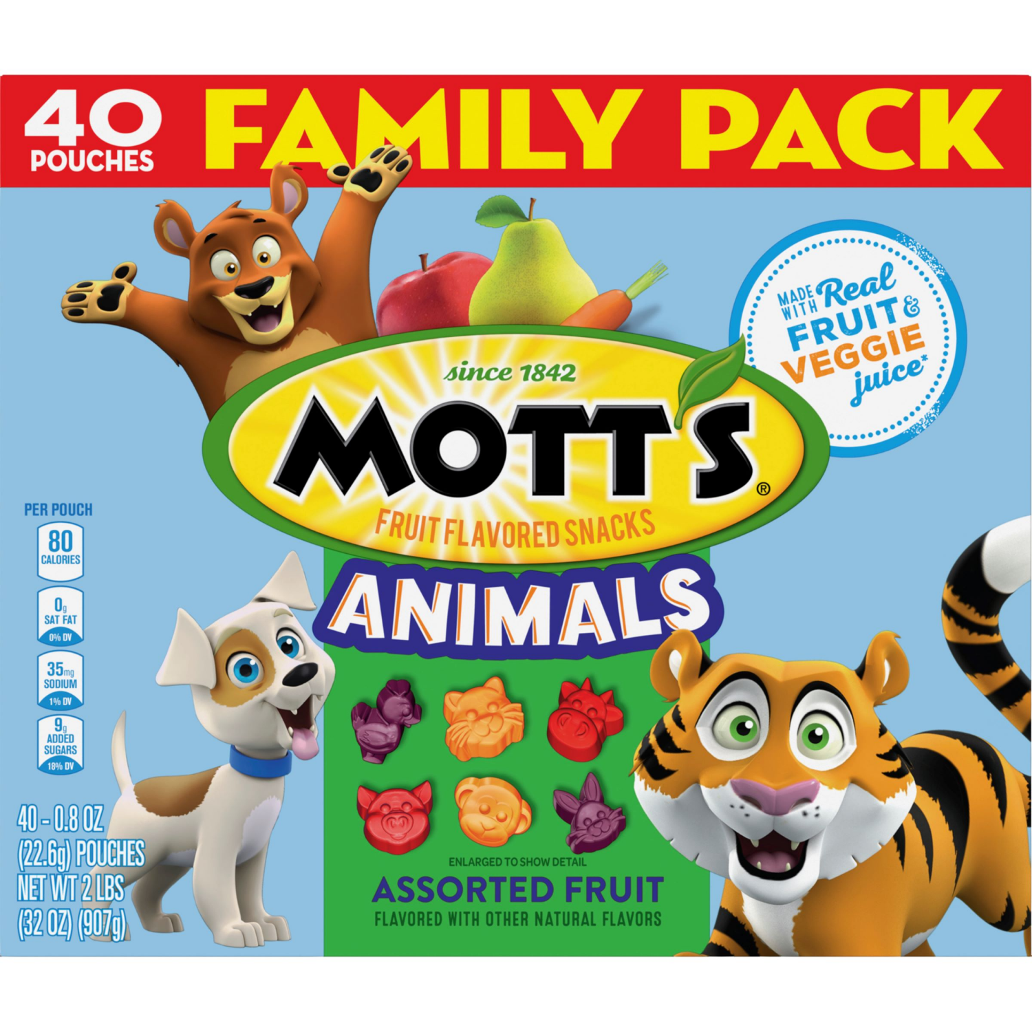 slide 2 of 6, Mott's Fruit Flavored Snacks, Animals Assorted Fruit, Gluten Free, 40 ct, 40 ct