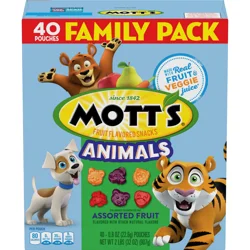 Mott's Fruit Flavored Snacks, Animals Assorted Fruit, Gluten Free, 40 ct